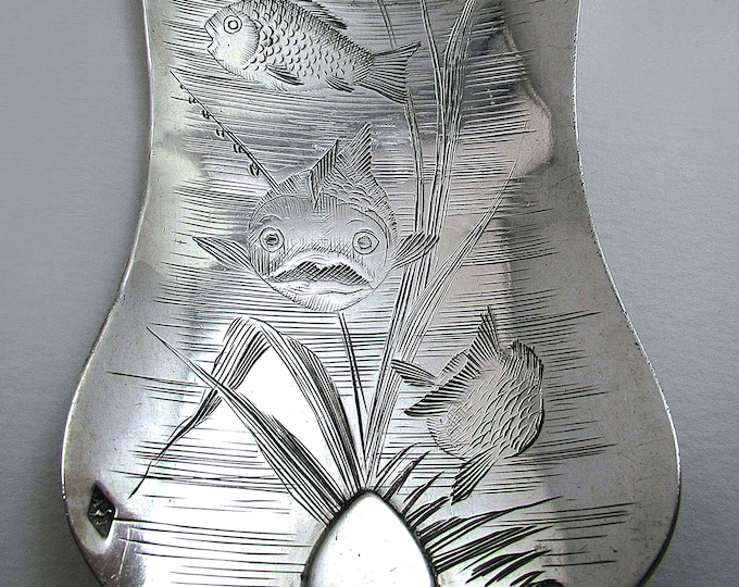 Featured listing image: Superb Antique French Solid Sterling Silver Hallmarked Fish Server, Serving Cutlery, France 19th-Century.