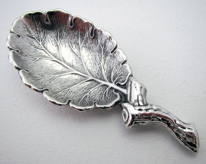 Featured listing image: Fine Italian Vintage Gianmaria Buccellati Solid Sterling Silver Tea LEAF Caddy Spoon.