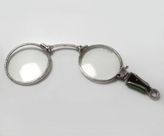 Art Deco Solid Sterling Silver 935 Lorgnette Fold… - image 2