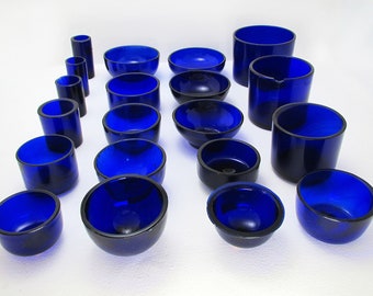 2 1/8" to 2 1/2" Diameter. Replacement CIRCULAR/ROUND Bristol Cobalt Blue Glass Liner for Silver Salt/Inkwell/Mustard Pot