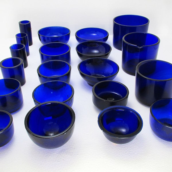 2 1/8" to 2 1/2" Diameter. Replacement CIRCULAR/ROUND Bristol Cobalt Blue Glass Liner for Silver Salt/Inkwell/Mustard Pot