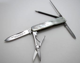 High Quality Spear & Jackson Sheffield Antique c1900 Pocket Multi Tool Sportsman Folding Penknife Mother of Pearl High Carbon Steel