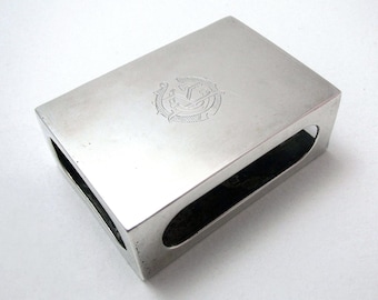 Rare Karachi Anglo Indian Colonial Antique Solid Sterling Silver Matchbox Cover Holder Vesta Case, Kutch Gujarat, J Manikrai & Sons