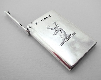 Rare Sampson Mordan 1884 Antique Victorian Sterling Silver Slimline Sprung Flip-Top Match Vesta Case