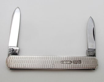 Magnificent Herbert Slater Sterling Silver Stainless Steel Pocket Double Folding Penknife Hallmarked Sheffield 1989