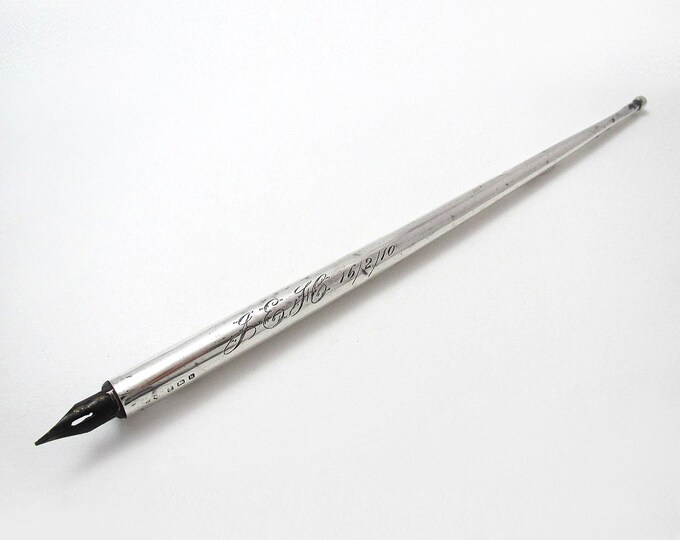 Antique English Edwardian 1909 Sterling Silver Dip Pen With Brandauer ...