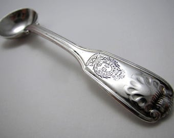 46th South Devonshire Regiment of Foot Solid Sterling Silver Large Salt Mustard Pot Condiment Spoon, English Georgian 1833.