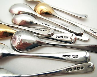 Antique Vintage Small Solid Sterling Silver, Silver-Plated, English Salt Mustard Pot Condiment Snuff Dip Spoon. THE PRICE is for 1 SPOON.