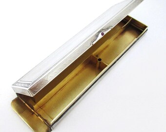 Very Rare 1906 Antique Solid Sterling Silver Go-To-Bed Combination Match Holder Cigarette Vesta Case Ashtray Snuff Box.