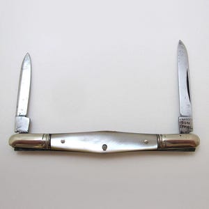 High Quality Antique Victorian Double Folding Quill Pen Cutter Pencil Sharpener Mother of Pearl High Carbon Steel Penknife John Clarke & Son