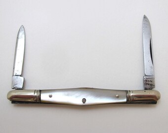 High Quality Antique Victorian Double Folding Quill Pen Cutter Pencil Sharpener Mother of Pearl High Carbon Steel Penknife John Clarke & Son