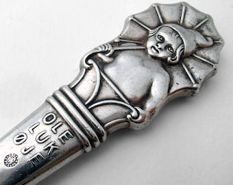 Danish 1943 Hans Christian Andersen OLE LUKOJE Solid Silver & Steel Letter Opener Cutlery