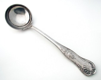 Large Antique English Edwardian Silver Plated Kings Ladle Salad Punch Soup Spoon