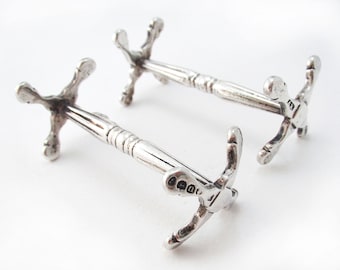 Pair of English Georgian 1828 Antique Solid Sterling Silver Cutlery Rests/Stands.