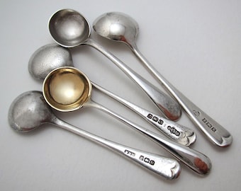 Antique Vintage Small Solid Sterling Silver, Silver-Plated, English Salt Mustard Pot Condiment Snuff Dip Spoon. THE PRICE is for 1 SPOON.