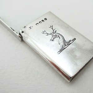 Rare Sampson Mordan 1884 Antique Victorian Sterling Silver Slimline Sprung Flip-Top Match Vesta Case