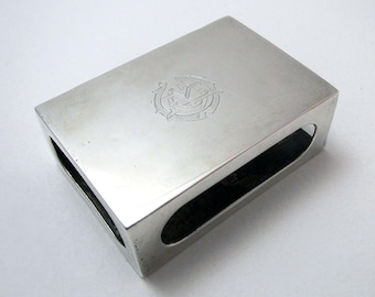 Rare Karachi Anglo Indian Colonial Antique Solid Sterling Silver Matchbox Cover Holder. J Manikrai & Sons.