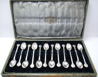 12 Evald Nielsen Rare Set No.3 Danish 1929 Solid Silver Coffee/Espresso SPOONS, Arts & Crafts.