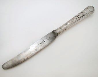 Very Rare Victorian COBURG Pattern English Antique Sterling Silver Steel Large 10.5" Table/Dinner Serving Cutlery, C.F.Hancock 1853.