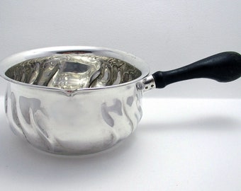 Mid-century Danish 1952 Arts & Crafts Vintage Solid Silver Brandy Cognac Warming Pan Sauce Warmer.