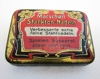 German Marschall Starkton Stahl Nadeln Gramophone Needle Metal Tin Case Box. Antique/Vintage