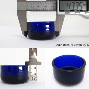 1 11/16&quot; to 1 3/4&quot; Diameter. Replacement CIRCULAR/ROUND Bristol Cobalt Blue Glass Liner for Silver Salt/Inkwell/Mustard Pot