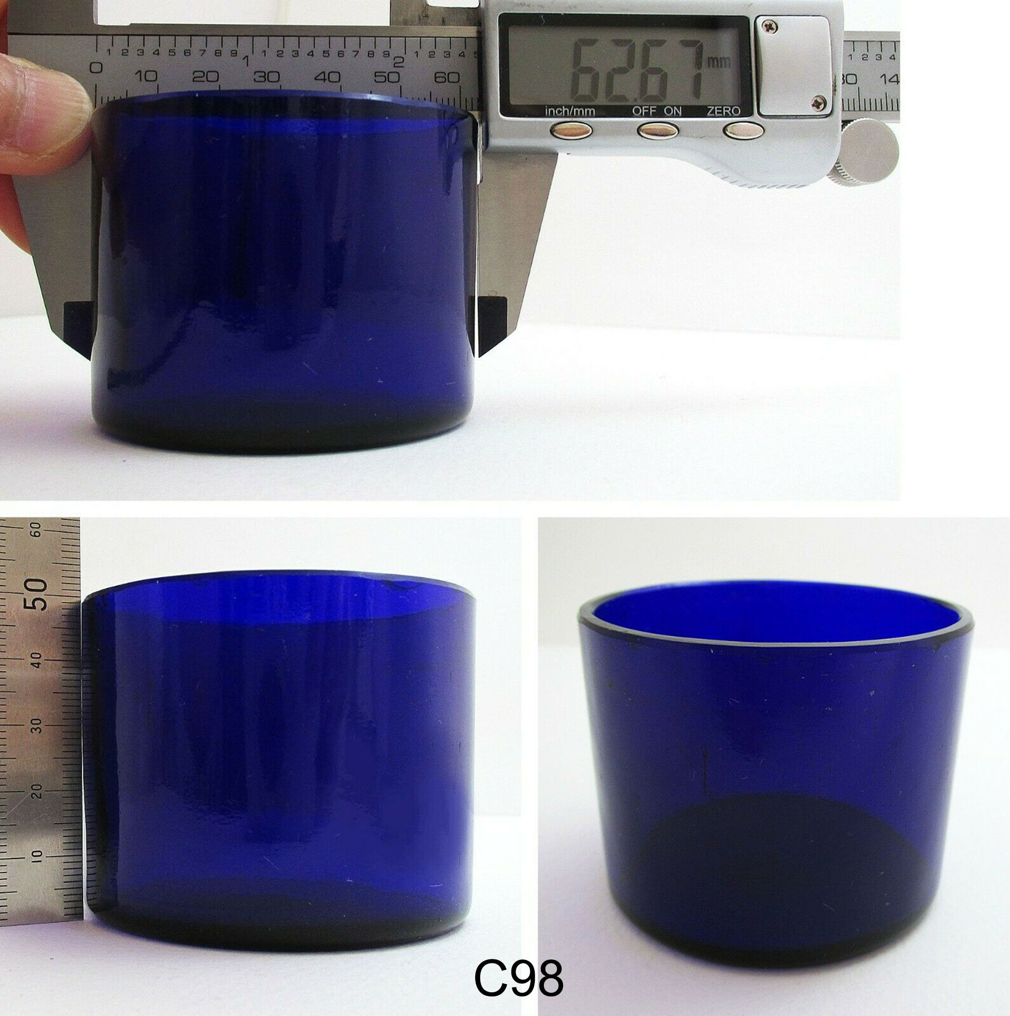 Replacement CIRCULAR/ROUND Bristol Cobalt Blue Glass Liner for Silver