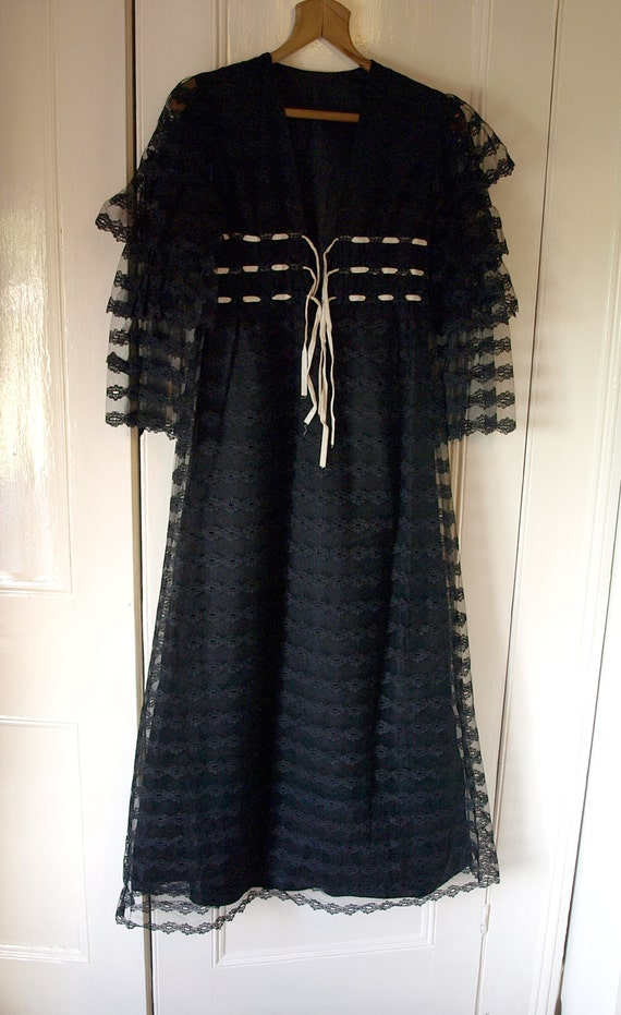 Vintage 1960s Handmade Black Lace Evening Dress - image 2