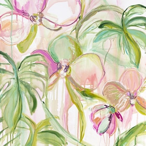 Pink Orchid & Monstera II Print