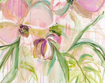 Pink Orchid & Monstera Print