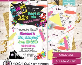80s invite etsy