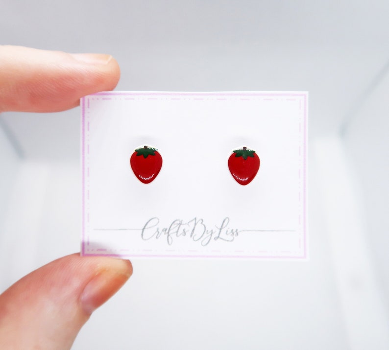 Fruity Summer Strawberry Silver Plated Studs