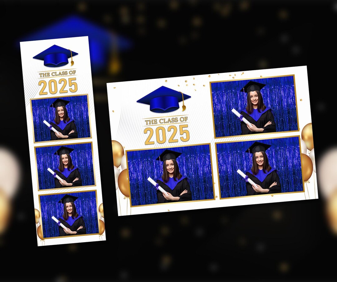 Graduation Photo Boot Design Blue Graduation Photo Booth Template: Editable PSD PNG (digital ...