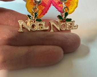 Noel "Word" Christmas Clip-on Earrings