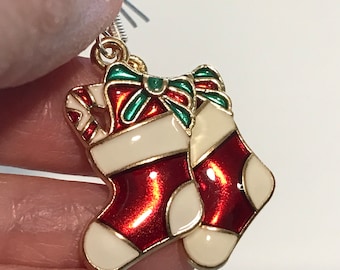 Christmas Stocking Earrings, Christmas Earrings, DebbieD3dDesigns, Handmade Earrings, Unique Christmas Stocking Earrings