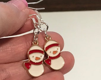 Girls Snowmen Earrings, Snowmen Earrings, Girls Earrings, Christmas Earrings, DebbieD3dDesigns, Pierced Earrings