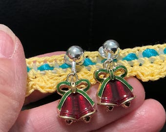 Christmas Bells Clip-on Earrings, Handmade