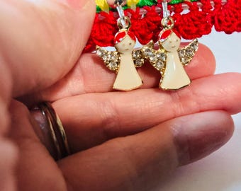 Christmas Angels Clip-on Earrings, Handmade