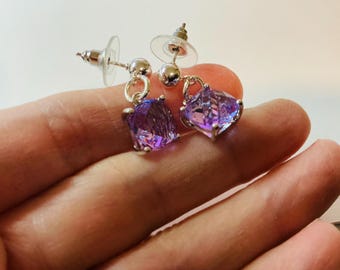 Cubic Zirconia Light Purple with 925 Sterling Silver Studded Earrings