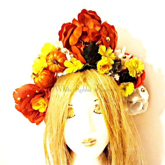 OOAK Photo Prop Floral Headpiece Set- Autumn Elegance Feather Headpiece Floral Headdress Festival Feather Headdress Gift