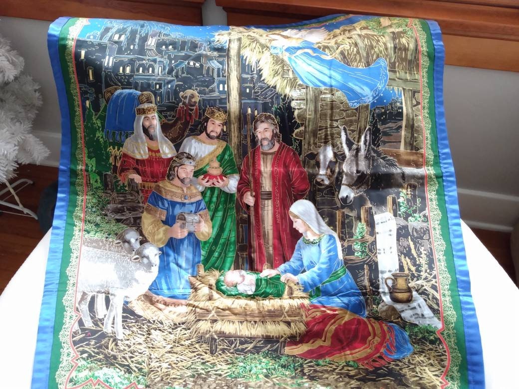 Christian Nativity Scene Wall Tapestry Or Throw  Etsy