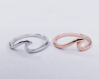 Sterling Silver Wave Ring • Beach Jewelry • Rose Gold Wave Ring