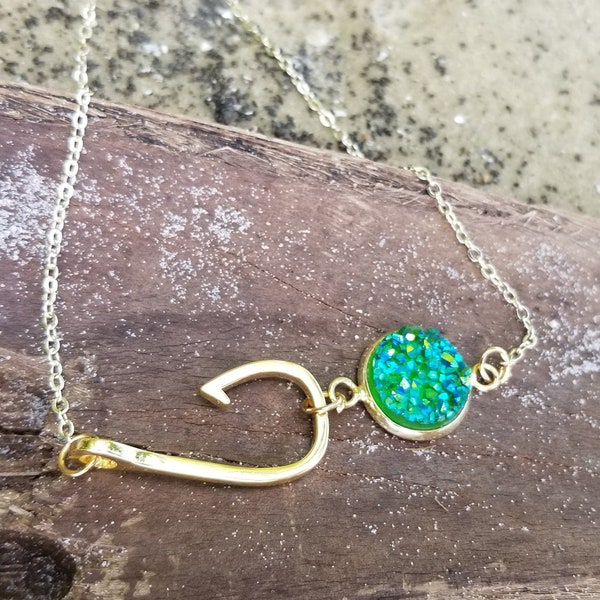 Nautical Anklet, Gold Anklet with Fish Hook Charm, Mermaid Anklet, Birthday Gift for Friend, Confirmation Gifts, Baptism Jewelry
