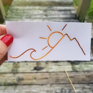 Mountain Sun and Wave Decal, Wave Car Decal, Ocean Decal, Tropical Decals, Wave Car Stickers, Mountain Car Decals, Sun Stickers