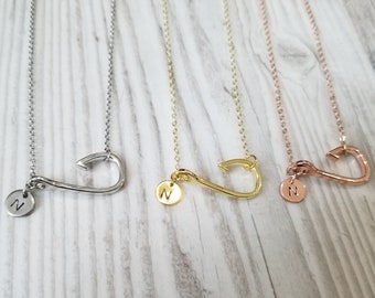 Personalized Fish Hook Necklace, Rose Gold Beach Necklace, Gold Fish Hook, Silver Fishing Jewelry, Fishing Gifts, Christian Jewelry
