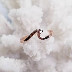 Wave Jewelry. Rose Gold Wave Ring, Sterling Silver Wave Ring, Ocean Jewelry, Beach Rings, Unique Gifts, Size 7 Rings, Boho Rings