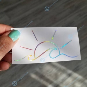Wave Decal with Sun, Sunset Decal, Car Decal, Beach Car Decal, Car Stickers, Vinyl Wave Decal, Wave Stickers, Sun Stickers