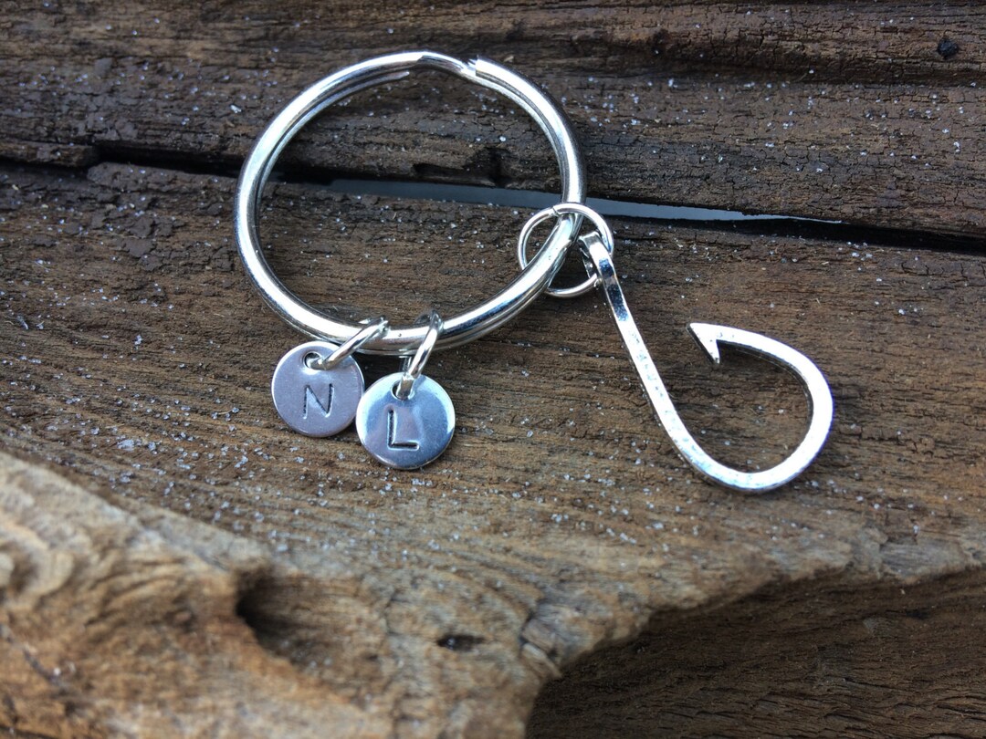Personalized Fish Hook Key Chain Fishing Gift Key Ring With Etsy