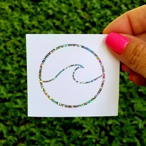 Glitter Wave Car Decal, Ocean Wave Decal, Wave Stickers, Laptop Sticker, Tumbler Decal, Car Decals, Beach Decals, Tropical Car Decals