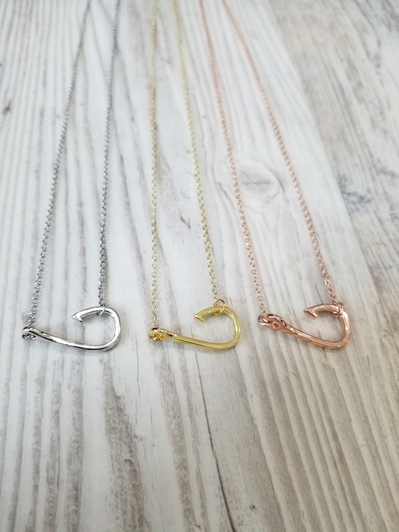 Personalized Fish Hook Necklace, Fishing Gifts for Her, Fishing Jewelry, Christian Jewelry image 2